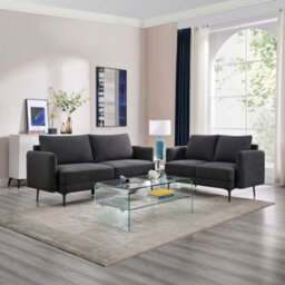 More4Homes Sofia 2+3 Seater Fabric Sofa Set Charcoal