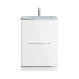 Plum&clay Eden Gloss White Floorstanding Vanity Unit With White Glass Basin (W)600mm - thumbnail 2