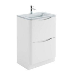 Plum&clay Eden Gloss White Floorstanding Vanity Unit With White Glass Basin (W)600mm
