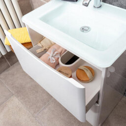 Plum&clay Eden Gloss White Floorstanding Vanity Unit With White Glass Basin (W)600mm - thumbnail 6