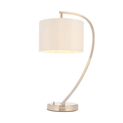 Anson Lighting Javon Bright Nickel With Vintage White Faux Silk Shade 1 Light Table Light - image 1
