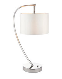 Anson Lighting Javon Bright Nickel With Vintage White Faux Silk Shade 1 Light Table Light - thumbnail 2