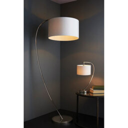 Anson Lighting Javon Bright Nickel With Vintage White Faux Silk Shade 1 Light Table Light - thumbnail 3