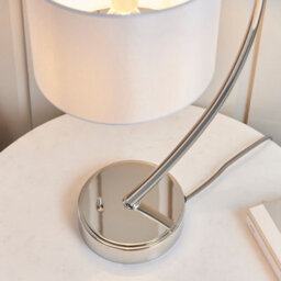 Anson Lighting Javon Bright Nickel With Vintage White Faux Silk Shade 1 Light Table Light - thumbnail 7