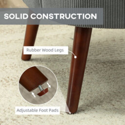 Wyld Haus Zile Corduroy Accent Chair Light Grey - Retro Wingback Design, Angled Wooden Legs - thumbnail 7
