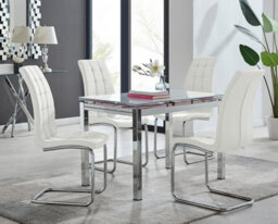 Furniturebox Uk Enna White Glass Extending Dining Table And 4 White Murano Chairs - thumbnail 1