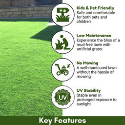 "Seville 35mm Artificial Grass, Premium Quality Outdoor Artificial Grass, Fake Grass For Patio-1M(3'3"") X 4M(13'1"")-4M²" - thumbnail 2