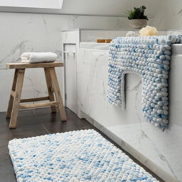 Allure Bath Fashions Marl Chunky Bobble Pedestal Toilet Mat Non Slip - Blue - thumbnail 3