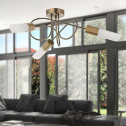 First Choice Lighting Joshi - Antique Brass Semi Flush Ceiling Light With Glass Shades - thumbnail 9
