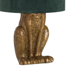 Hill Interiors Antique Gold Hare Table Lamp With Green Velvet Shade - thumbnail 2