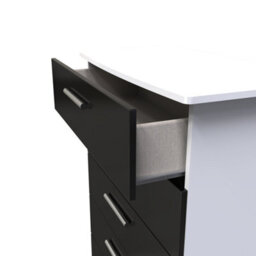 Harrow 5 Drawer Chest In Black Gloss & White (Ready Assembled) - thumbnail 5