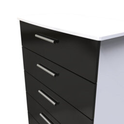 Harrow 5 Drawer Chest In Black Gloss & White (Ready Assembled) - thumbnail 4
