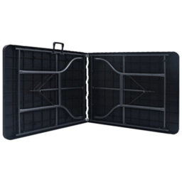 Berkfield Folding Garden Table Black 180X75X72 Cm Hdpe Imitation Rattan - thumbnail 4