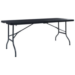 Berkfield Folding Garden Table Black 180X75X72 Cm Hdpe Imitation Rattan - thumbnail 1