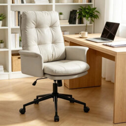 Light Grey Desk Chair Comfy,double Cushioned Swivel Office Chair,home Office Desk Chair - thumbnail 5