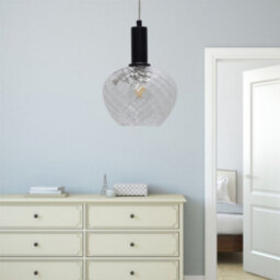 First Choice Lighting Bradson - Clear Swirl Glass Black Deco Pendant Fitting - thumbnail 4