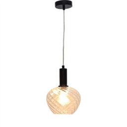 First Choice Lighting Bradson - Clear Swirl Glass Black Deco Pendant Fitting - thumbnail 2