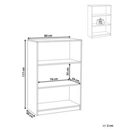Beliani 3 Tier Bookcase Zehna 117 Cm Light Brown - thumbnail 3