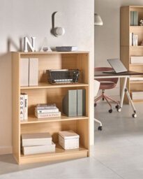 Beliani 3 Tier Bookcase Zehna 117 Cm Light Brown - thumbnail 2