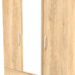 Hampshire Triple 2 Drawer Mirrored Wardrobe In Nebraska Oak (Ready Assembled) - thumbnail 5