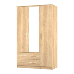 Hampshire Triple 2 Drawer Mirrored Wardrobe In Nebraska Oak (Ready Assembled) - thumbnail 4