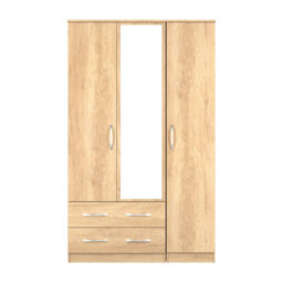 Hampshire Triple 2 Drawer Mirrored Wardrobe In Nebraska Oak (Ready Assembled) - thumbnail 2
