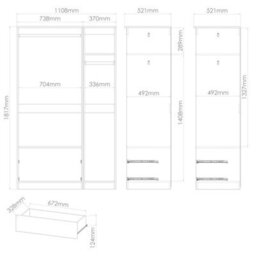 Hampshire Triple 2 Drawer Mirrored Wardrobe In Nebraska Oak (Ready Assembled) - thumbnail 9