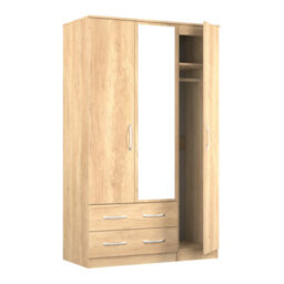 Hampshire Triple 2 Drawer Mirrored Wardrobe In Nebraska Oak (Ready Assembled) - thumbnail 7