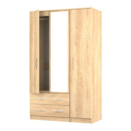 Hampshire Triple 2 Drawer Mirrored Wardrobe In Nebraska Oak (Ready Assembled) - thumbnail 6