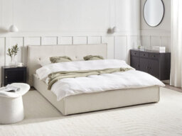 Beliani Bed Faux Linen Lestre 160 X 200 Cm (Eu King Size) Off-White - thumbnail 2