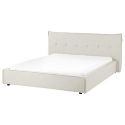 Beliani Bed Faux Linen Lestre 160 X 200 Cm (Eu King Size) Off-White