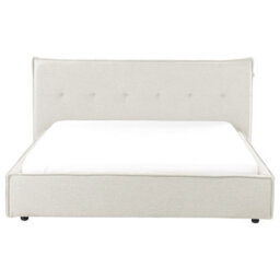 Beliani Bed Faux Linen Lestre 160 X 200 Cm (Eu King Size) Off-White - thumbnail 4
