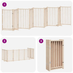 Walplus Poplar Wood Dog Gate With Door Foldable 9 Panels 450 Cm - thumbnail 6