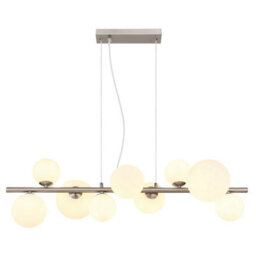 Luminosa Lighting Luminosa Riha Globe Pendant Ceiling Light Nickel Matt Opal Glass Shade 9X G9 3000K - thumbnail 3