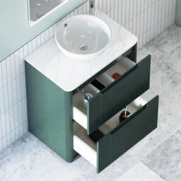 Royal Bathrooms Avenza 800mm Deep Moss Green Floor Standing Countertop Bathroom Vanity Unit 2 Drawer With Breeze Basin - thumbnail 5