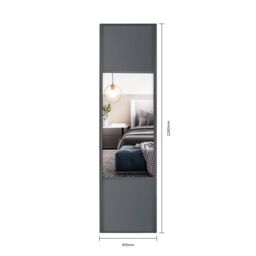 Spacepro Classic Wideline Mirrored Graphite Framed Sliding Wardrobe Door (H)2220mm (W)610mm - thumbnail 3