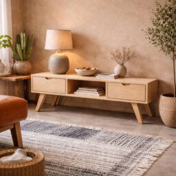 Wyld Haus Jyvaskyla White Oak Tv Unit With 2 Drawers And Sliding Door 1500mm - thumbnail 1