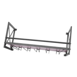 Black Industrial Wall Mount Wine Rack With 5 Stem Glass Holder - thumbnail 1