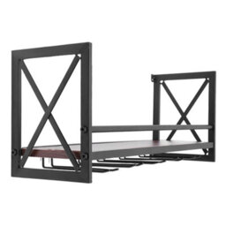 Black Industrial Wall Mount Wine Rack With 5 Stem Glass Holder - thumbnail 3