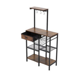 Living And Home Multi-Functional Industrial Coffee Bar Station With Storage And Mug Hooks - thumbnail 1