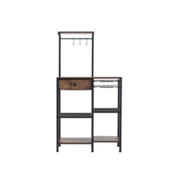 Living And Home Multi-Functional Industrial Coffee Bar Station With Storage And Mug Hooks - thumbnail 2
