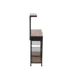 Living And Home Multi-Functional Industrial Coffee Bar Station With Storage And Mug Hooks - thumbnail 3