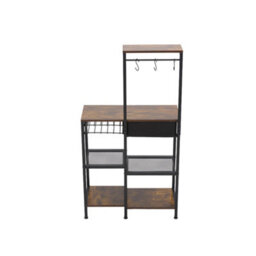 Living And Home Multi-Functional Industrial Coffee Bar Station With Storage And Mug Hooks - thumbnail 4