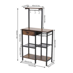 Living And Home Multi-Functional Industrial Coffee Bar Station With Storage And Mug Hooks - thumbnail 5