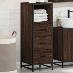 Berkfield Bathroom Cabinet Brown Oak 35X37.5X100 Cm Engineered Wood - thumbnail 4