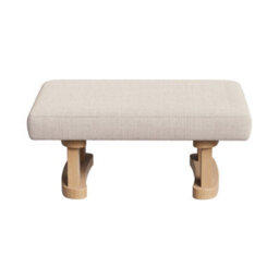 Living And Home Beige Linen Upholstered Wooden Legs Footstool, 41Cm(W)X 30Cm(D) X 17Cm(H) - thumbnail 5