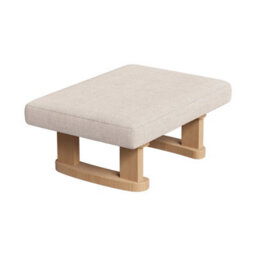 Living And Home Beige Linen Upholstered Wooden Legs Footstool, 41Cm(W)X 30Cm(D) X 17Cm(H) - thumbnail 4