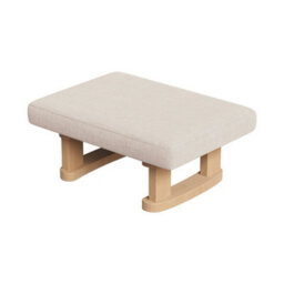 Living And Home Beige Linen Upholstered Wooden Legs Footstool, 41Cm(W)X 30Cm(D) X 17Cm(H) - thumbnail 3