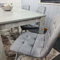Kosy Koala Grey Kitchen Dining Table, 4 Grey Tufted Velvet Chairs And 1 Bench Dining Set (140X80X75Cm) - thumbnail 7
