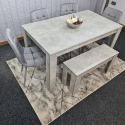 Kosy Koala Grey Kitchen Dining Table, 4 Grey Tufted Velvet Chairs And 1 Bench Dining Set (140X80X75Cm) - thumbnail 2